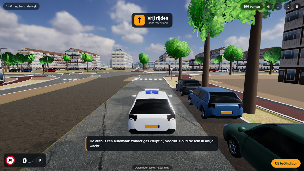 Zelf rijden in 3D in Amsterdam Nieuw-West, bij het CBR aan de Naritaweg